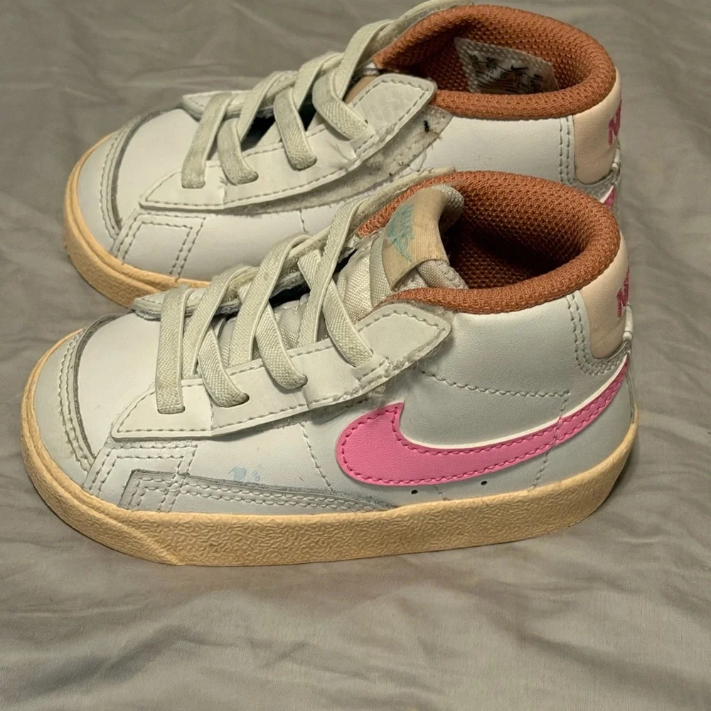 Nike Baby White and Pink High-Top Sneakers